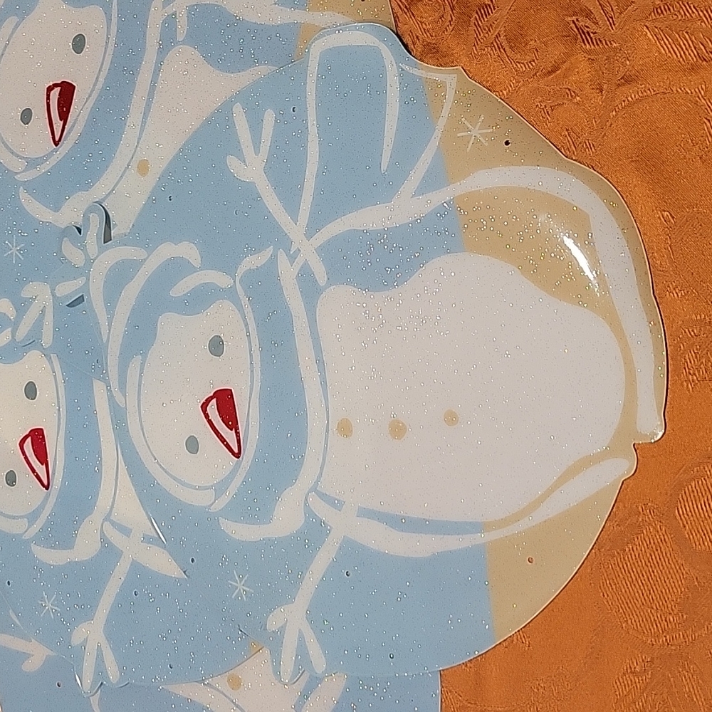 Placemats 4 vinyl vintage sparkling snowman EUC